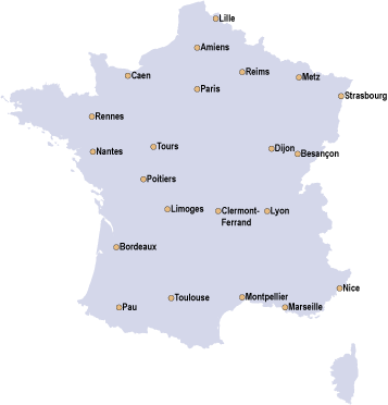 Carte de France des implantations 2016 et suivantes
